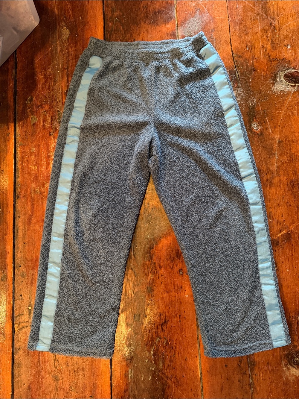 Anthropologie Blue Terry Track Pants with Grosgrain Ribbon Side Stripes